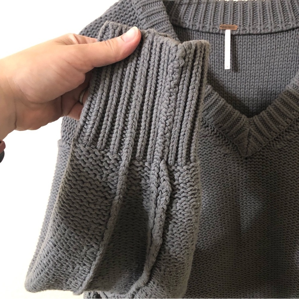 Free People Alli V Neck Sweater in Titan Gray - Size Medium - Picture 3 of 7